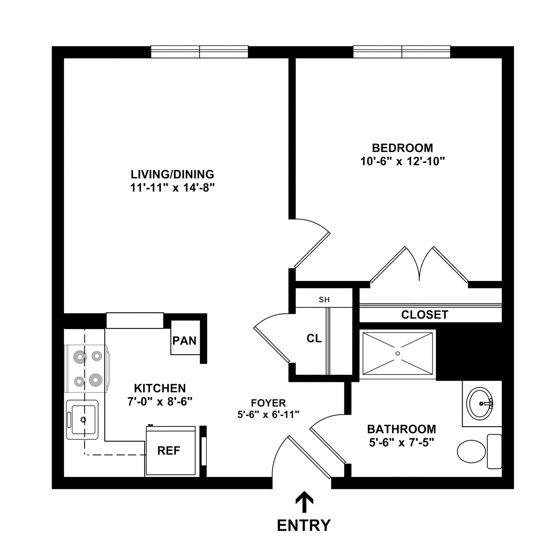 Apartment B 1 Bedroom 1 Bathroom at Weinberg Village I Apartment B 1 Bedroom 1 Bathroom at Weinberg Village I