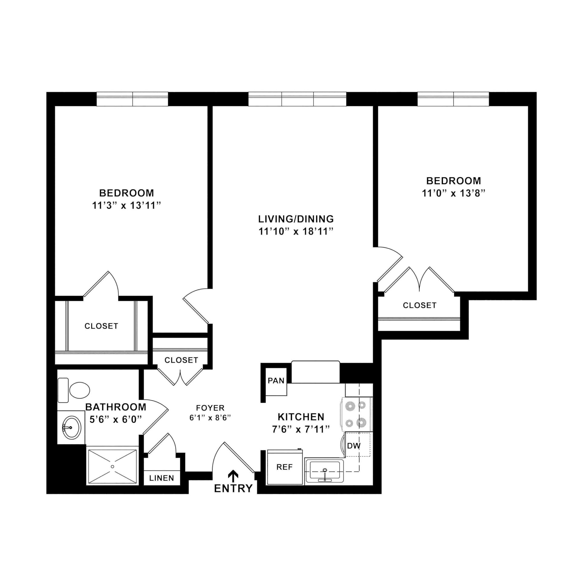 Apartment G 2 Bedroom 1 Bathroom at Weinberg Village II Apartment G 2 Bedroom 1 Bathroom at Weinberg Village II