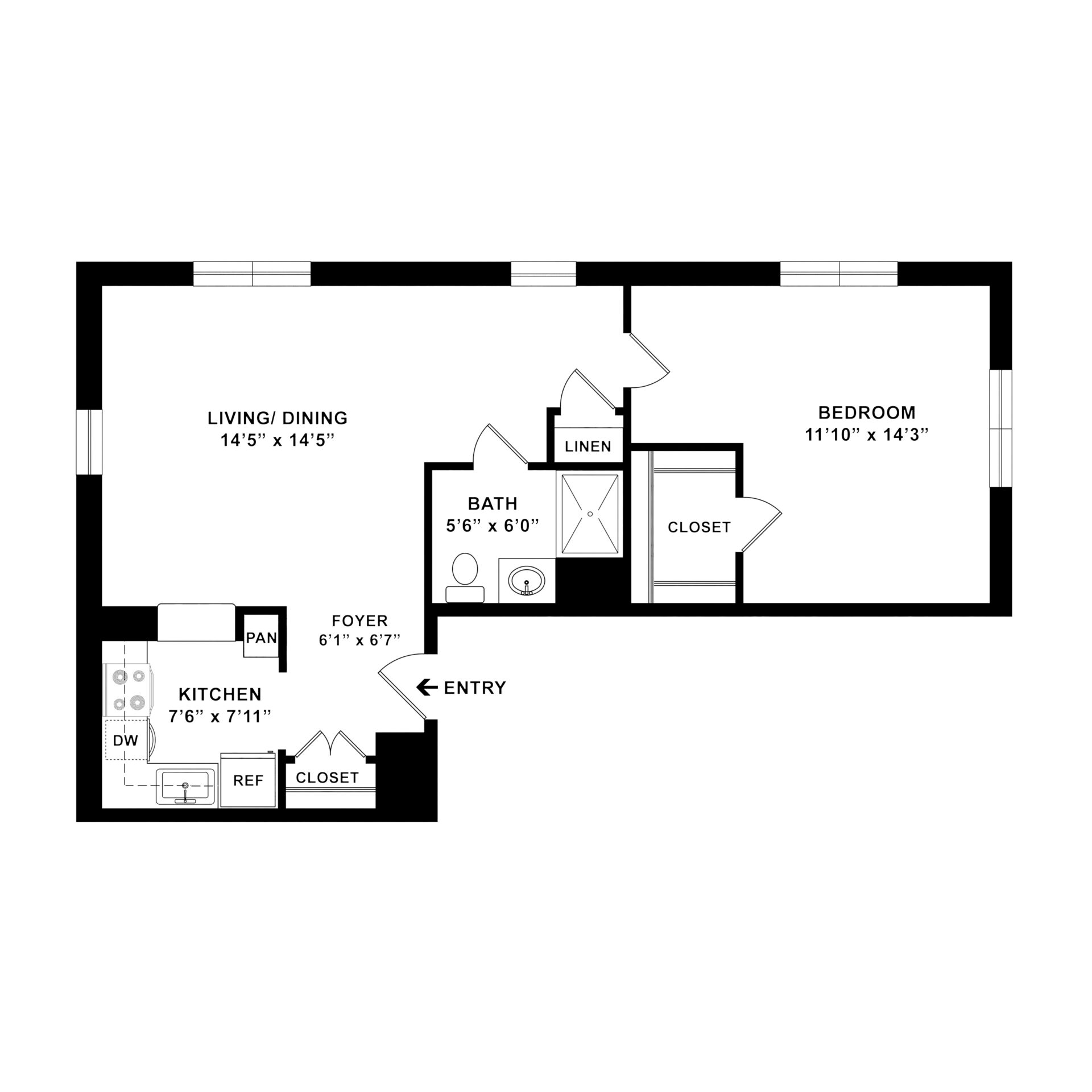 Apartment E 1 Bedroom 1 Bathroom at Weinberg Village II Apartment E 1 Bedroom 1 Bathroom at Weinberg Village II