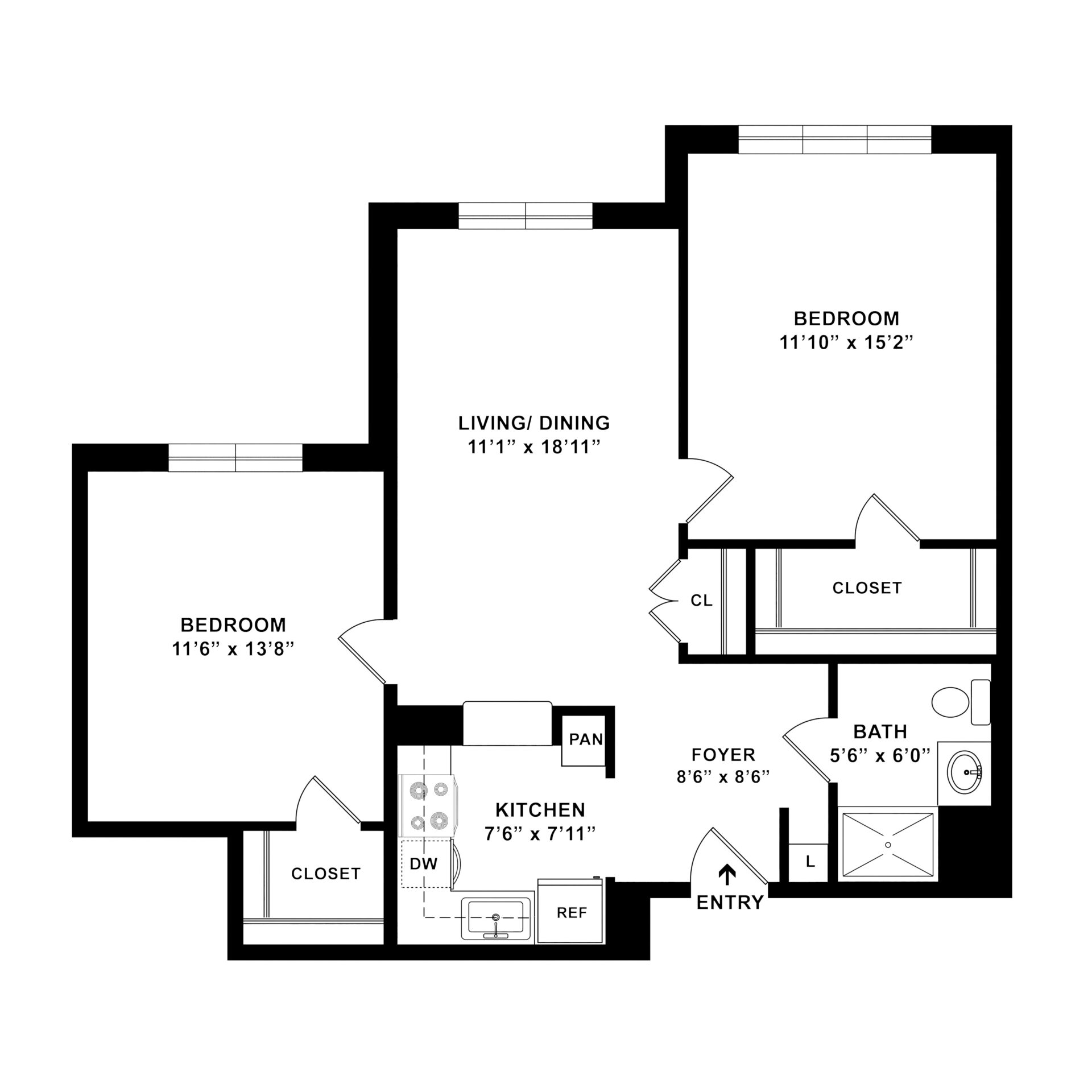Apartment C 2 Bedroom 1 Bathroom at Weinberg Village II Apartment C 2 Bedroom 1 Bathroom at Weinberg Village II