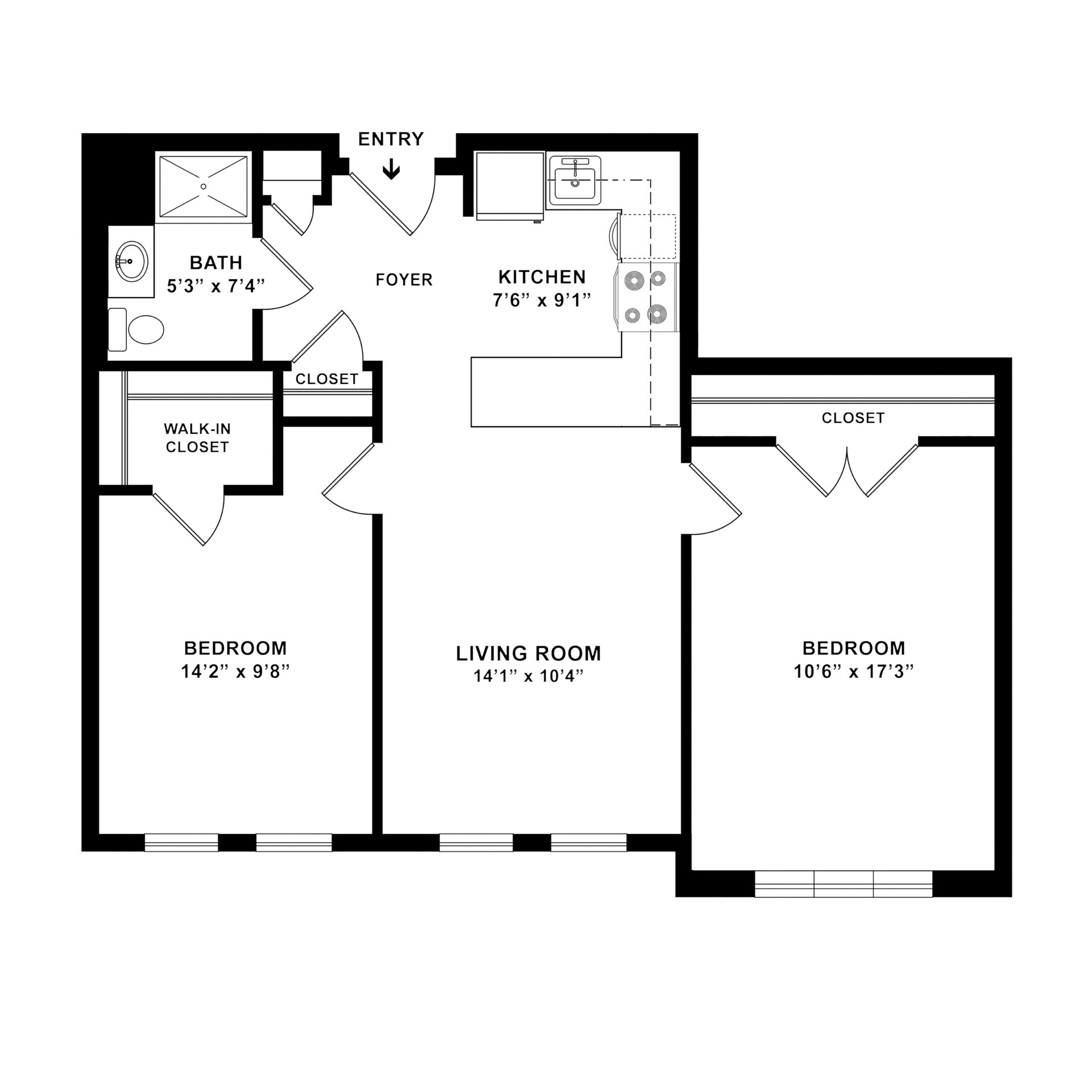 Apartment D 2 Bedroom 1 Bathroom at Weinberg Village V Apartment D 2 Bedroom 1 Bathroom at Weinberg Village V